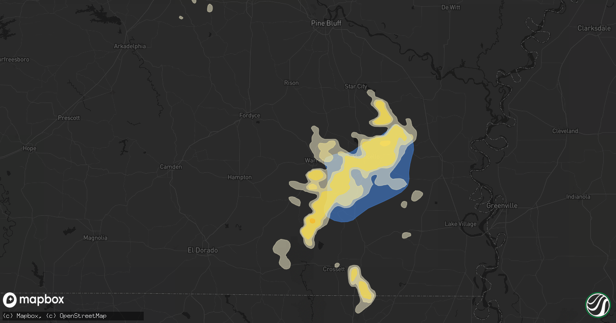 Hail map in Warren, AR on August 20, 2026