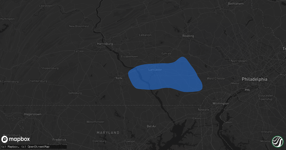 Hail map in Washington Boro, PA on August 20, 2026