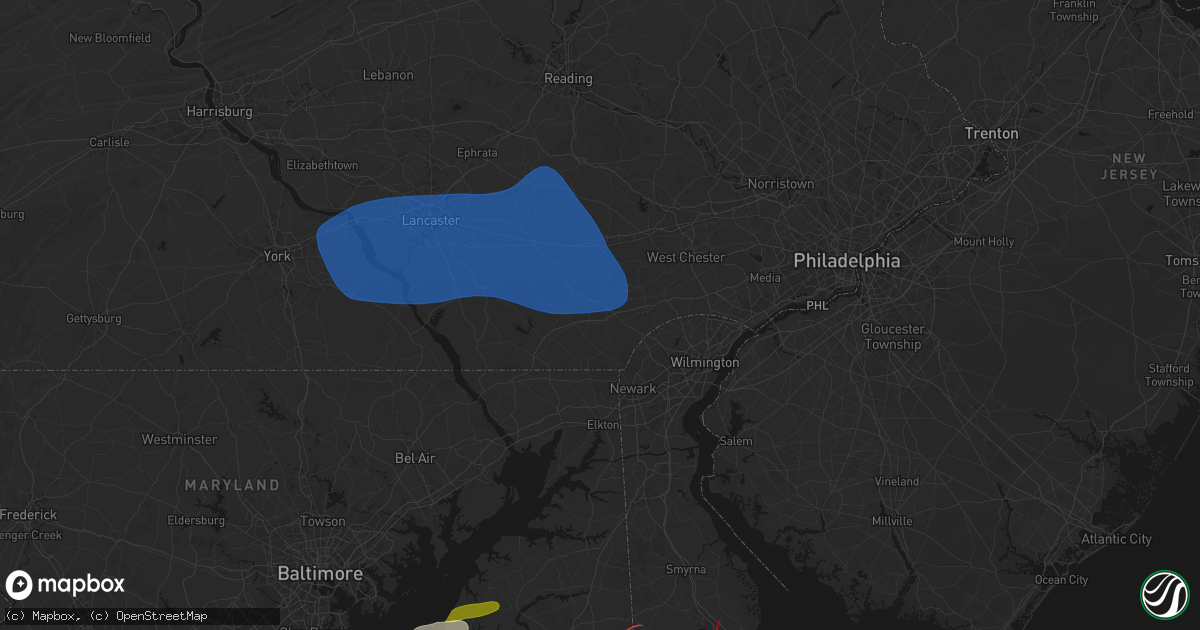 Hail map in West Grove, PA on August 20, 2026