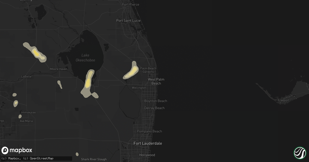 Hail map in West Palm Beach, FL on August 20, 2026