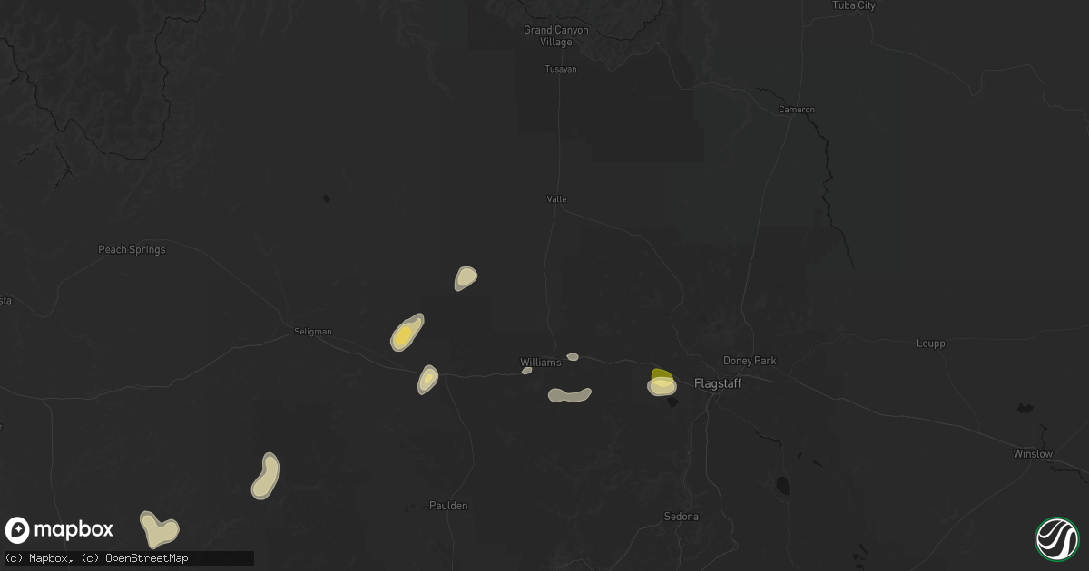 Hail map in Williams, AZ on August 20, 2026