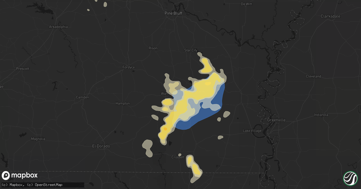 Hail map in Wilmar, AR on August 20, 2026