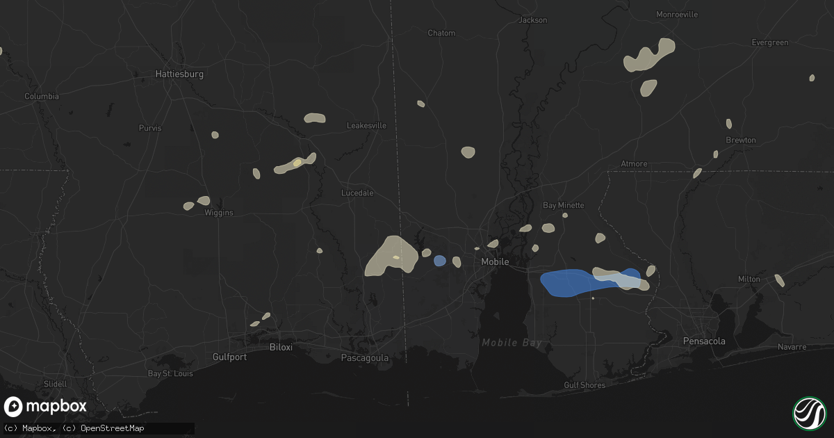 Hail map in Wilmer, AL on August 20, 2026