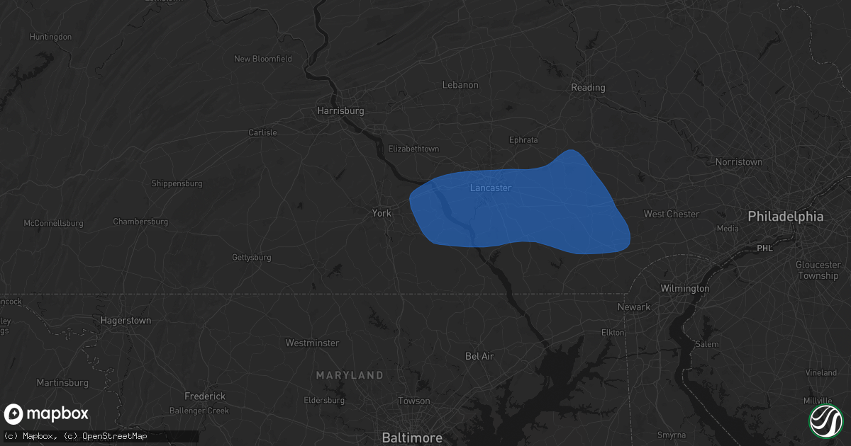 Hail map in Windsor, PA on August 20, 2026