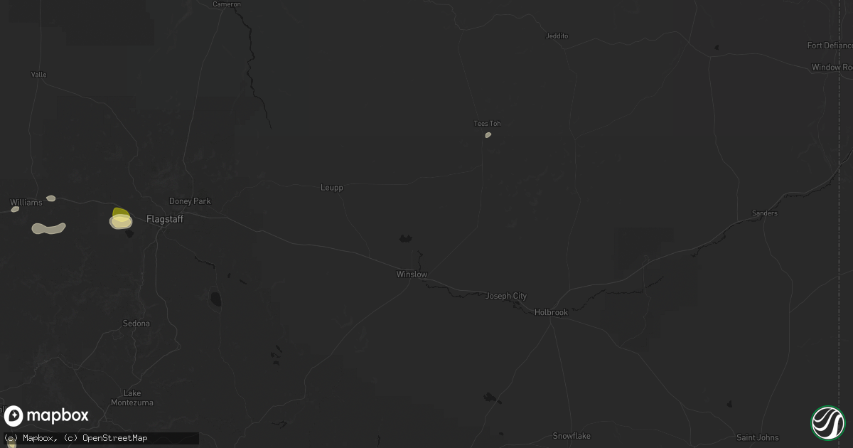 Hail map in Winslow, AZ on August 20, 2026