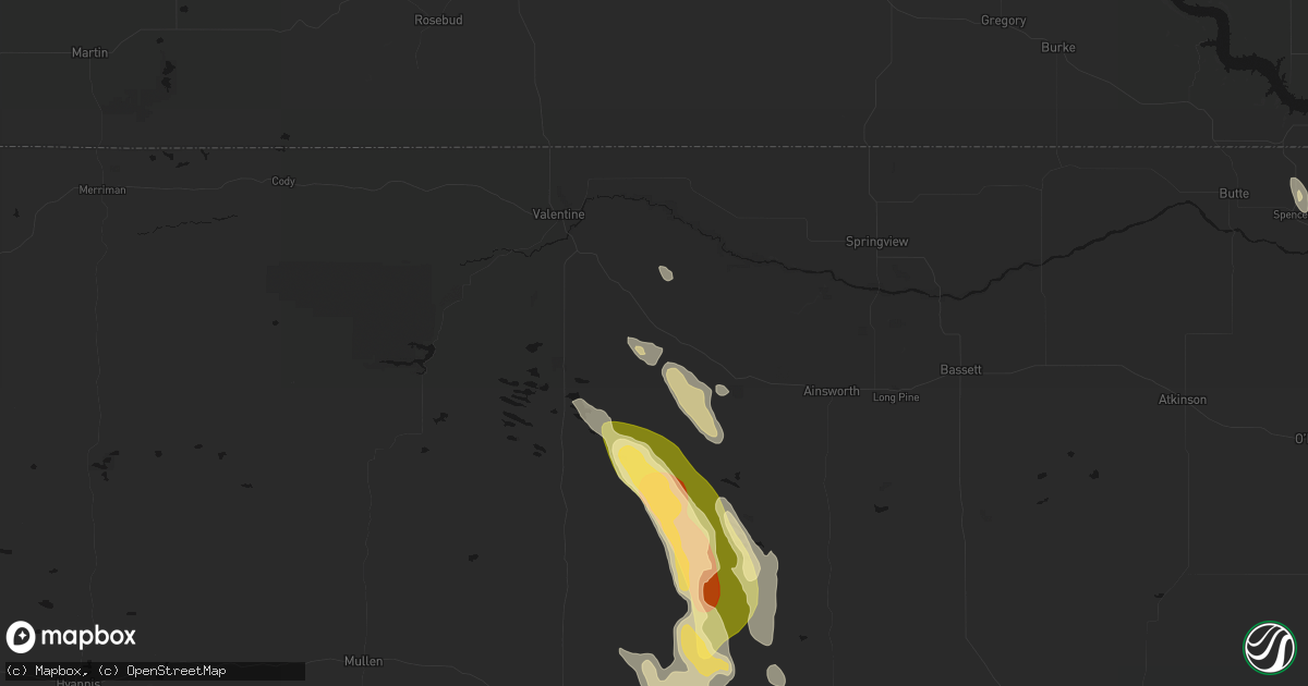 Hail map in Wood Lake, NE on August 20, 2026