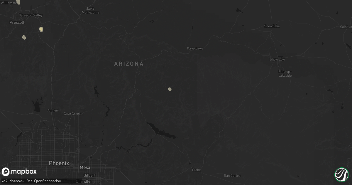 Hail map in Young, AZ on August 20, 2026