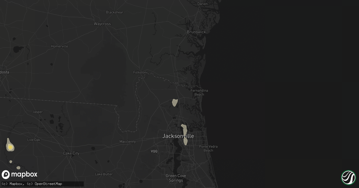Hail map in Yulee, FL on August 20, 2026