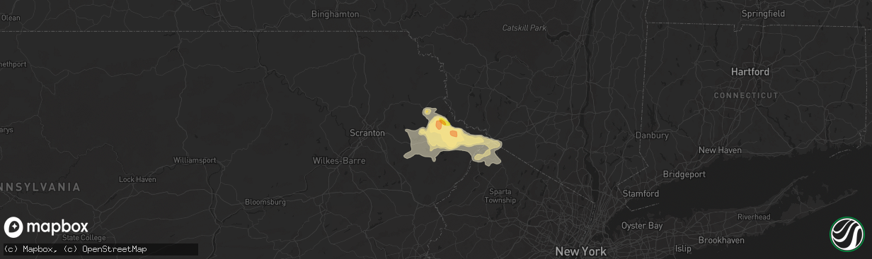 Hail map in Hawley, PA on August 21, 2014