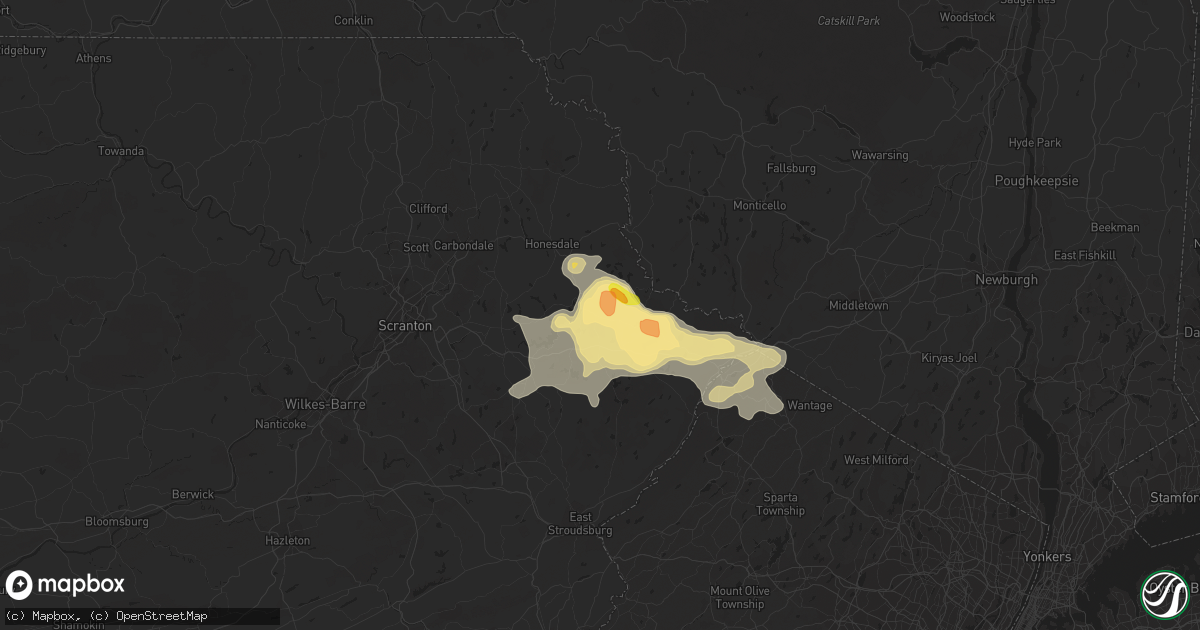Hail map in Hawley, PA on August 21, 2014