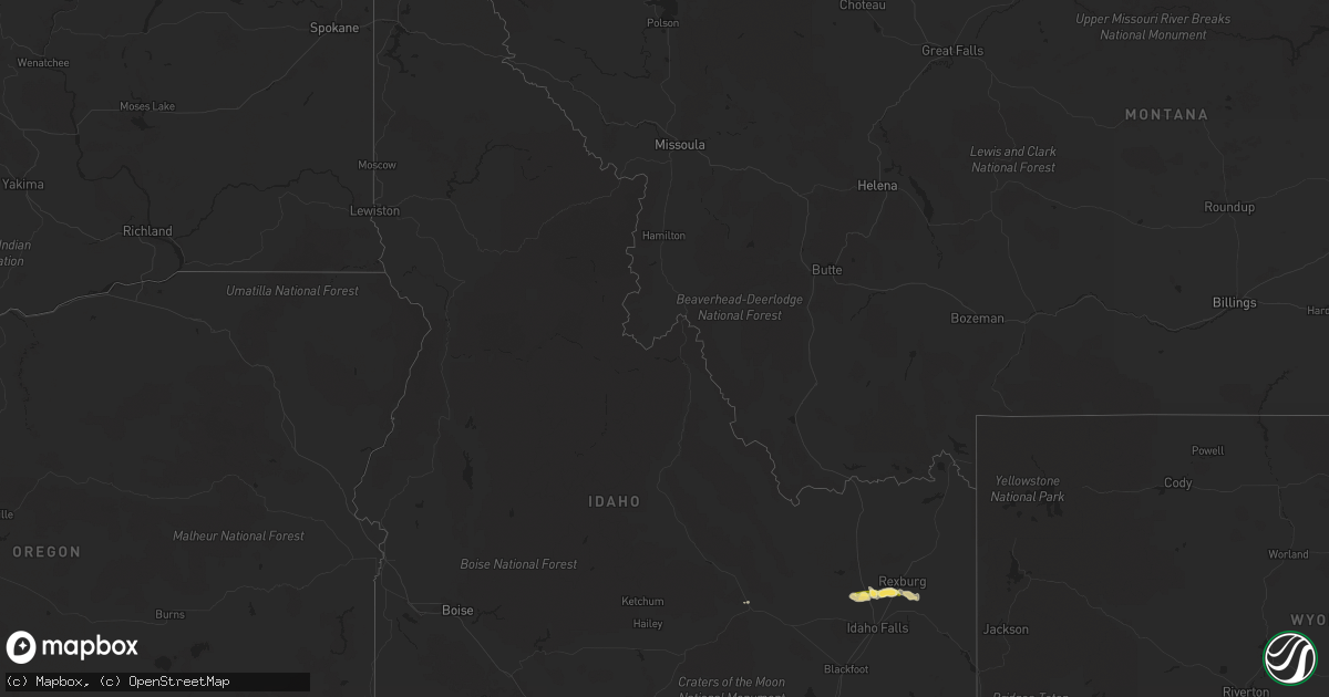 Hail map in Idaho on August 21, 2014
