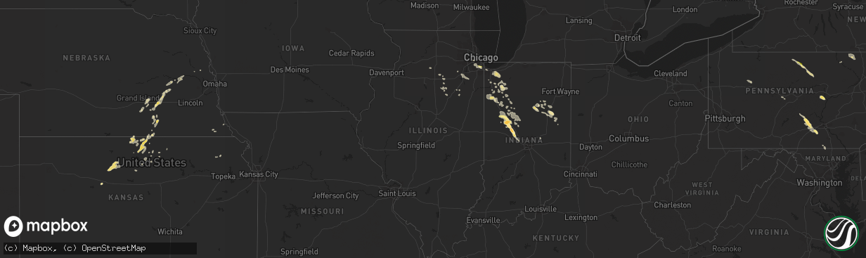 Hail map in Illinois on August 21, 2014