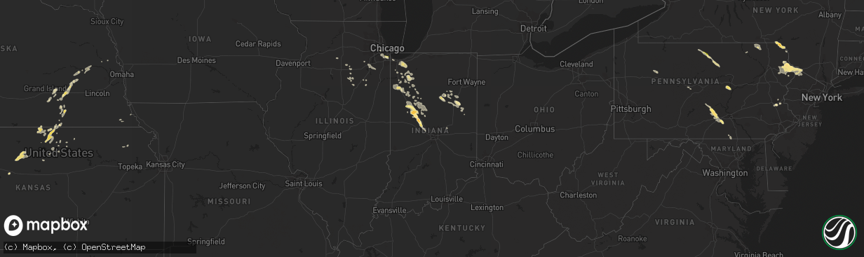 Hail map in Indiana on August 21, 2014