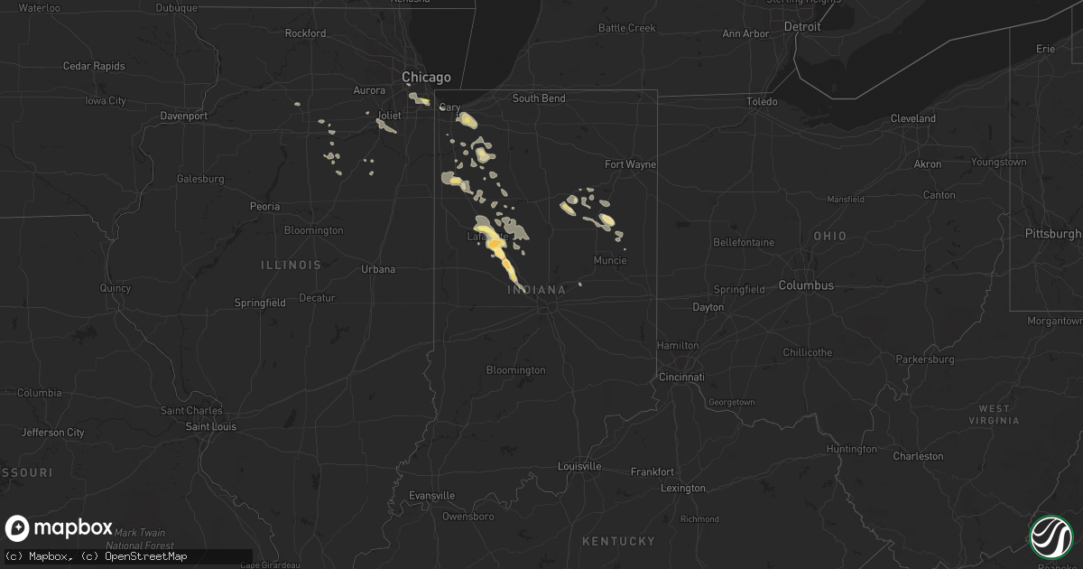 Hail map in Indiana on August 21, 2014