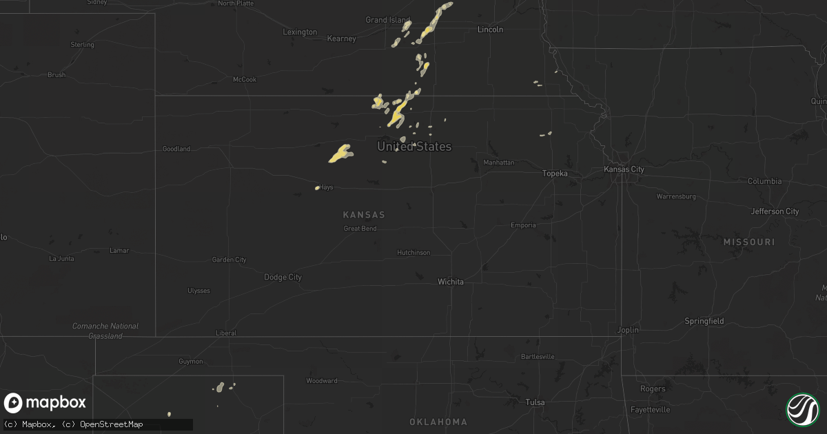 Hail map in Kansas on August 21, 2014