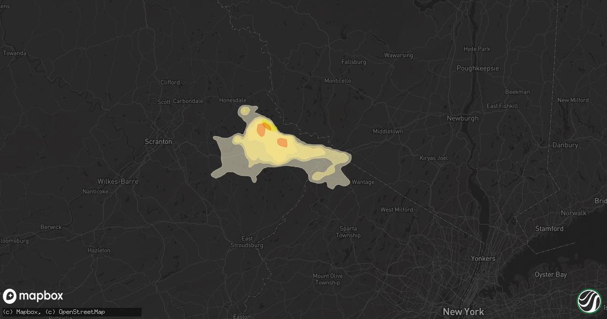 Hail map in Milford, PA on August 21, 2014