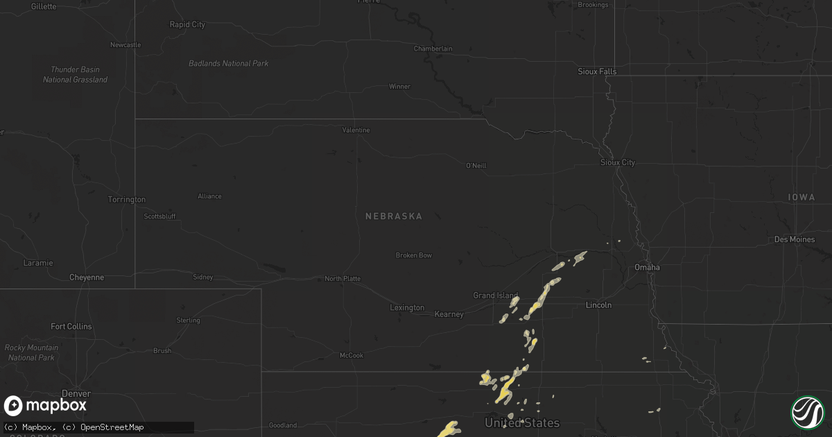 Hail map in Nebraska on August 21, 2014