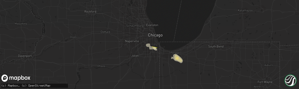 Hail map in Oak Lawn, IL on August 21, 2014