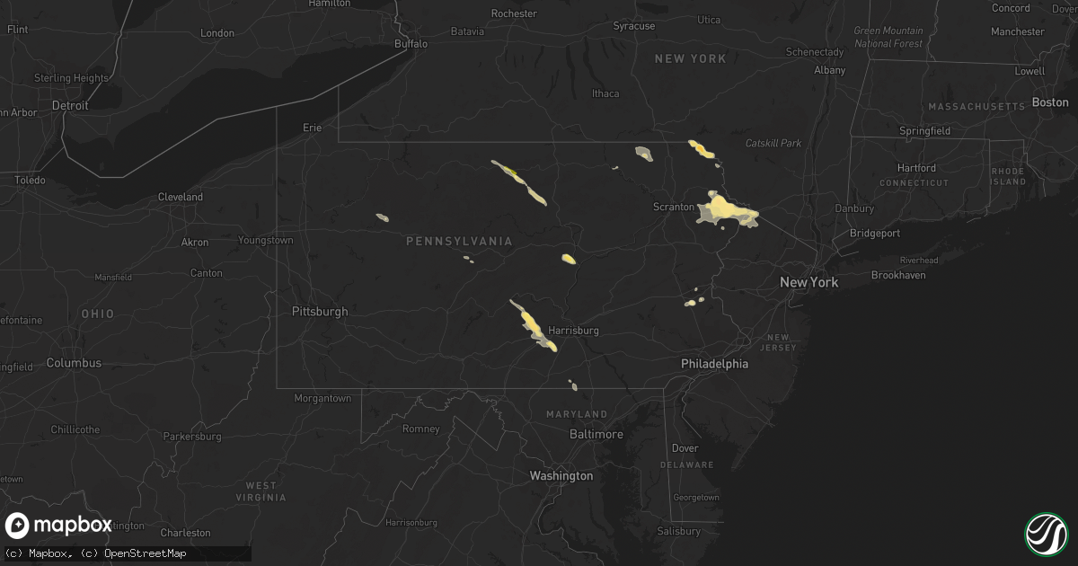 Hail map in Pennsylvania on August 21, 2014
