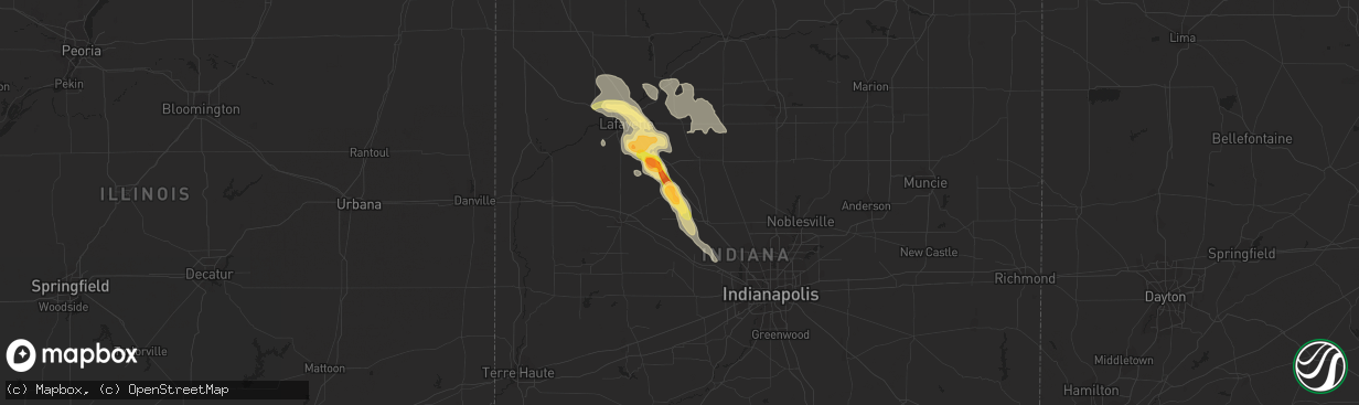 Hail map in Thorntown, IN on August 21, 2014