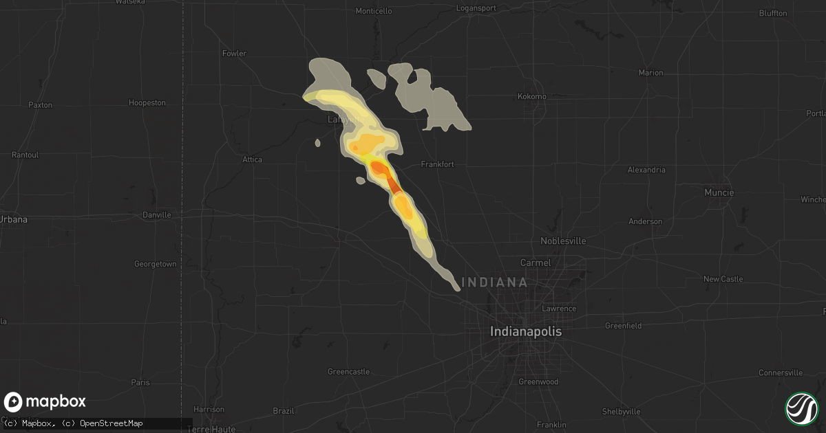 Hail map in Thorntown, IN on August 21, 2014