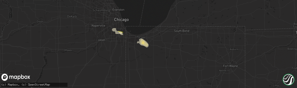 Hail map in Valparaiso, IN on August 21, 2014