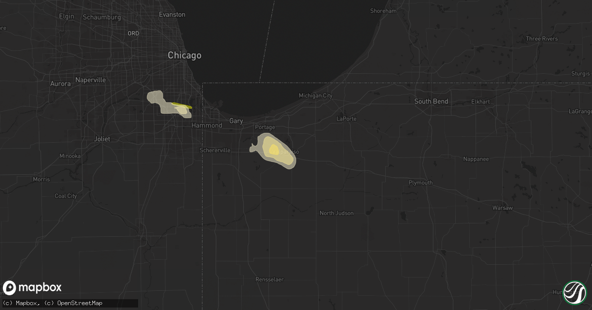 Hail map in Valparaiso, IN on August 21, 2014
