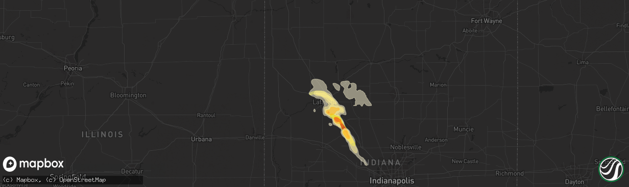 Hail map in West Lafayette, IN on August 21, 2014