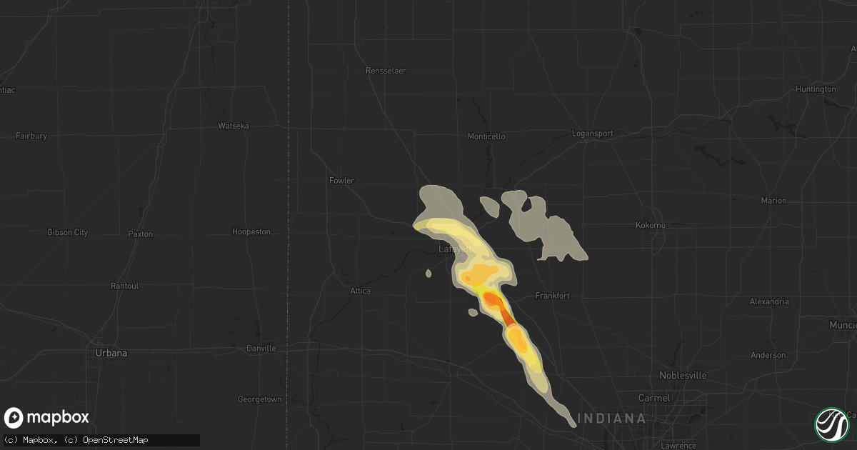 Hail map in West Lafayette, IN on August 21, 2014