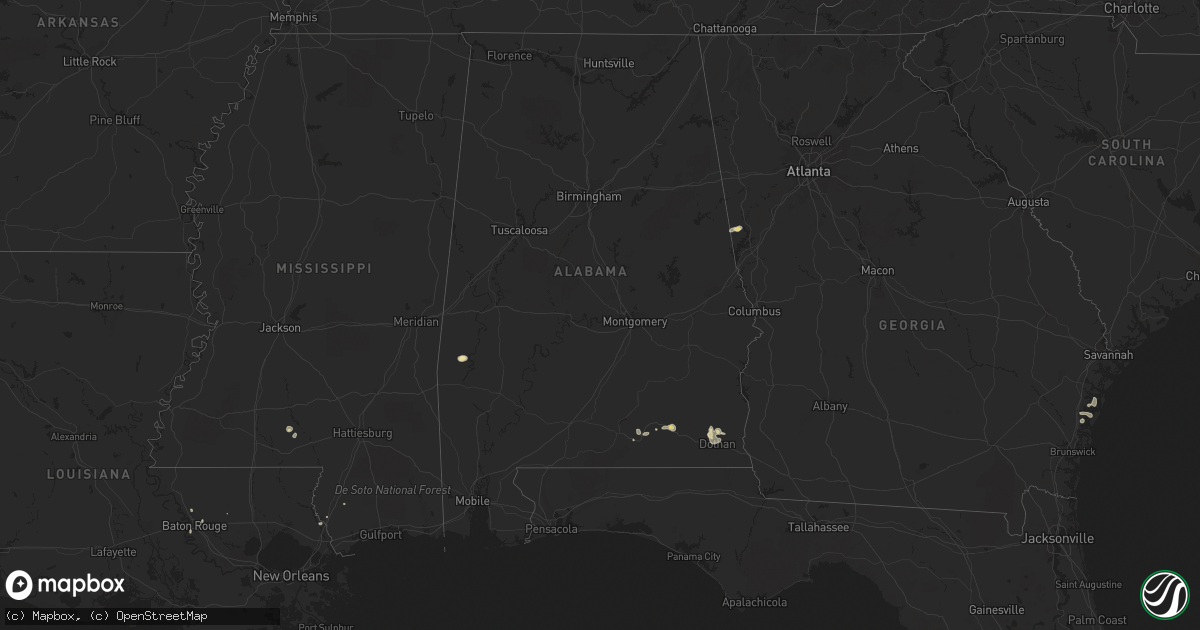 Hail map in Alabama on August 21, 2015