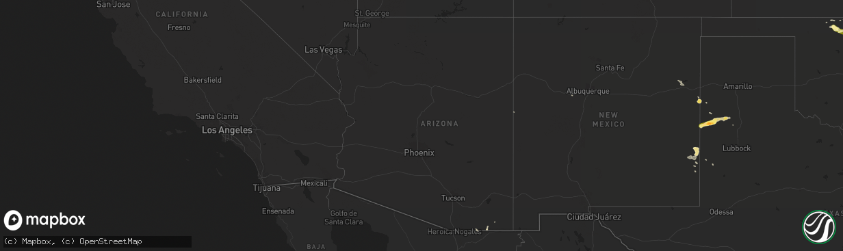 Hail map in Arizona on August 21, 2015