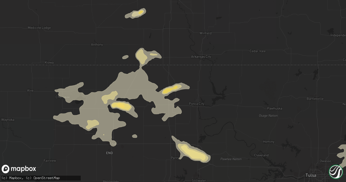 Hail map in Blackwell, OK on August 21, 2015