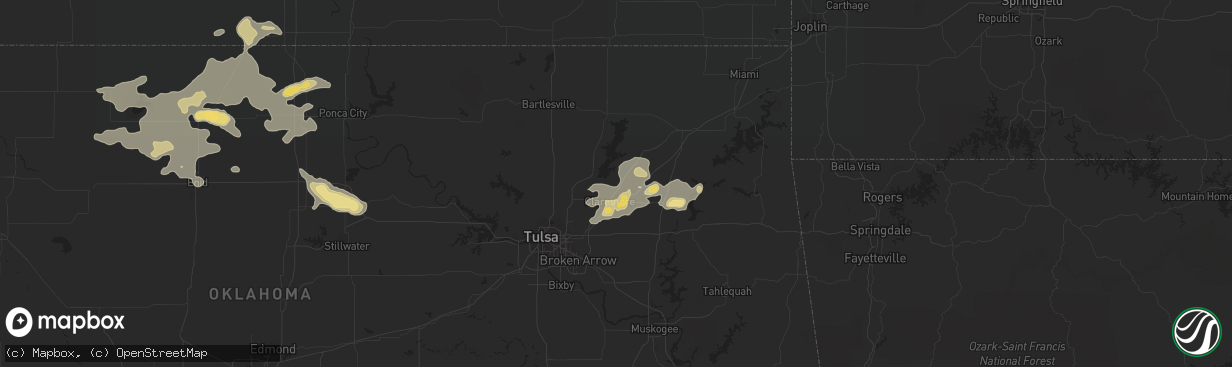 Hail map in Claremore, OK on August 21, 2015