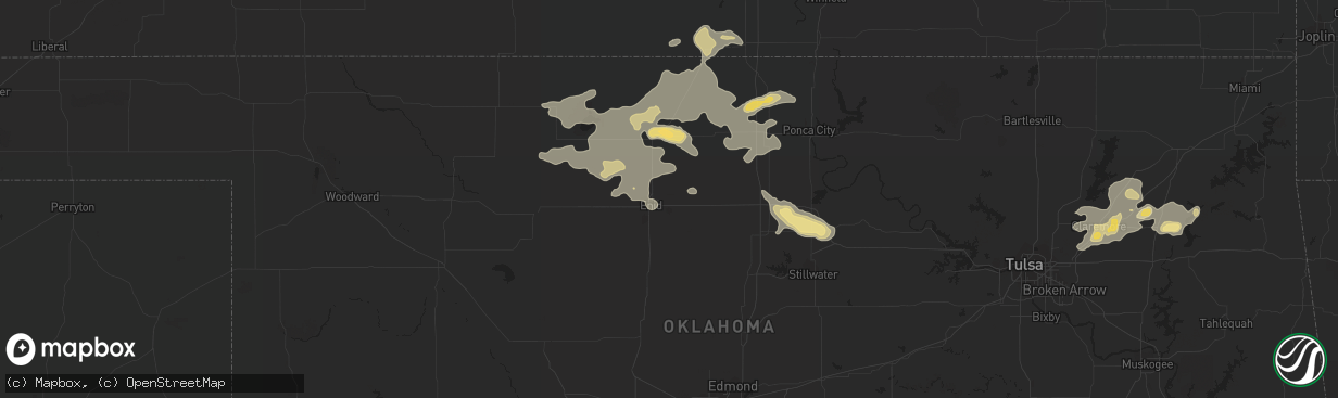 Hail map in Enid, OK on August 21, 2015