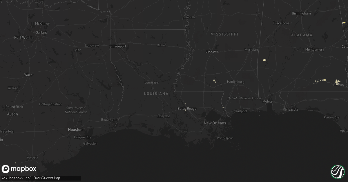 Hail map in Louisiana on August 21, 2015