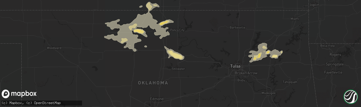 Hail map in Morrison, OK on August 21, 2015