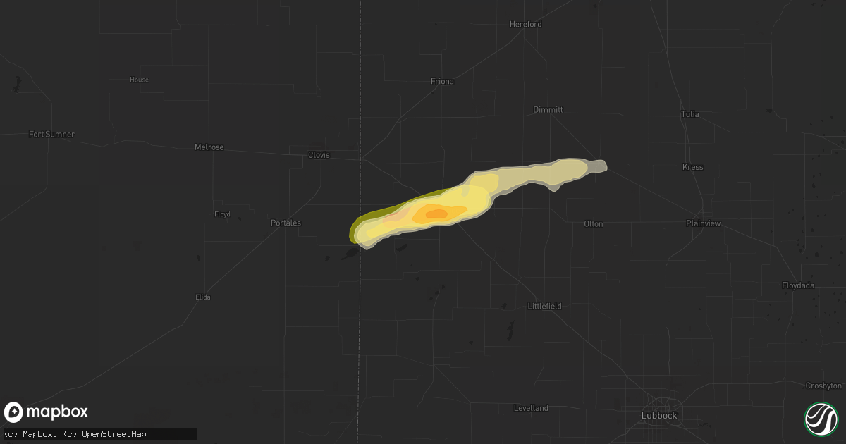 Hail map in Muleshoe, TX on August 21, 2015