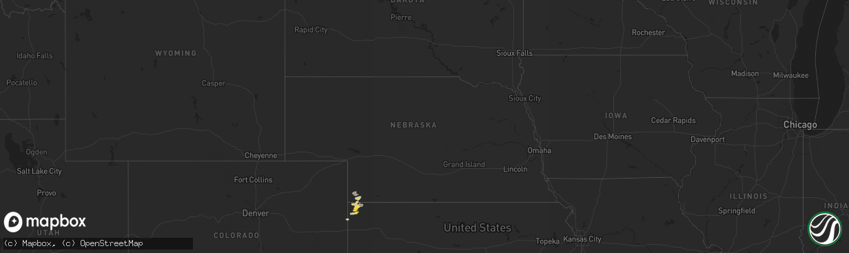 Hail map in Nebraska on August 21, 2015