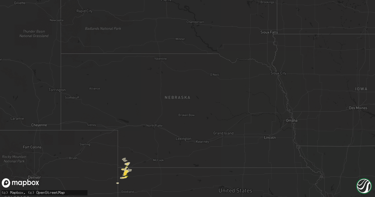 Hail map in Nebraska on August 21, 2015