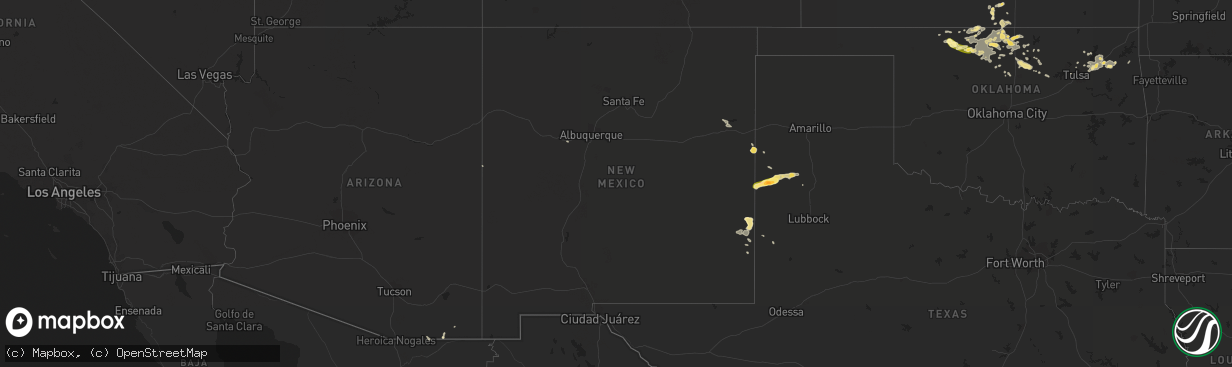 Hail map in New Mexico on August 21, 2015