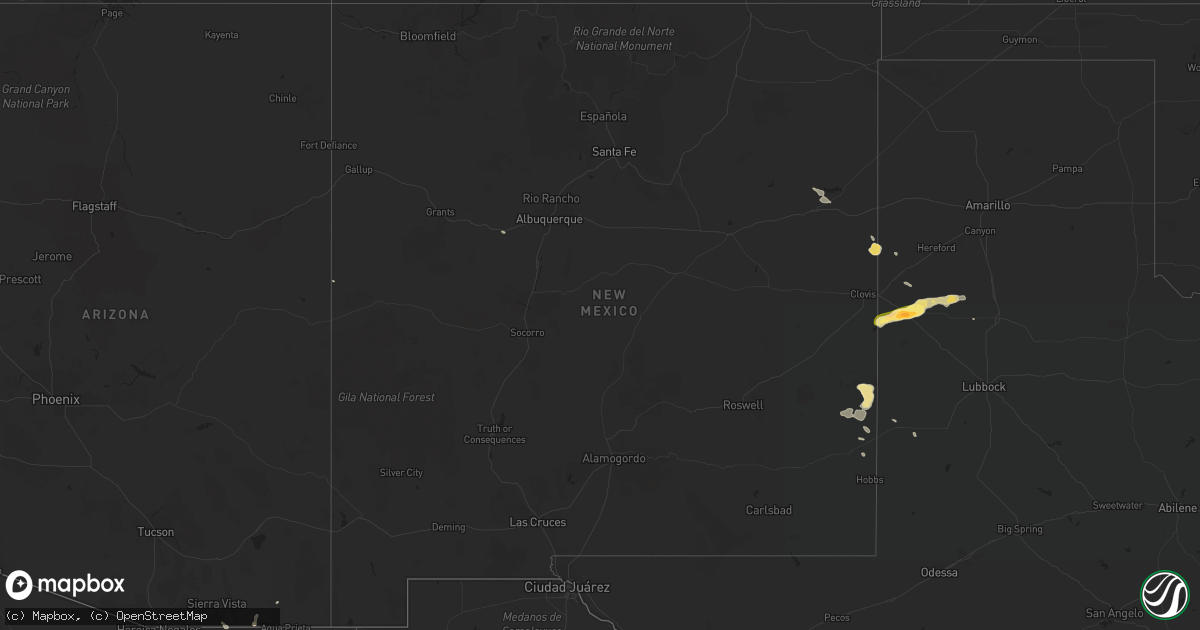 Hail map in New Mexico on August 21, 2015