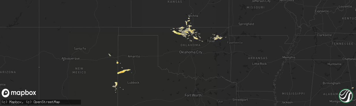 Hail map in Oklahoma on August 21, 2015