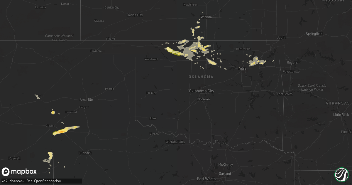 Hail map in Oklahoma on August 21, 2015