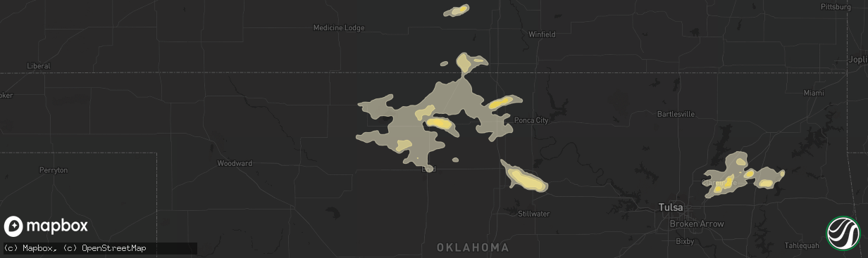 Hail map in Pond Creek, OK on August 21, 2015