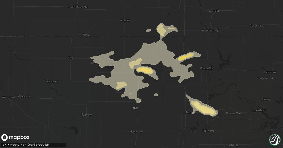 Hail map in Pond Creek, OK on August 21, 2015
