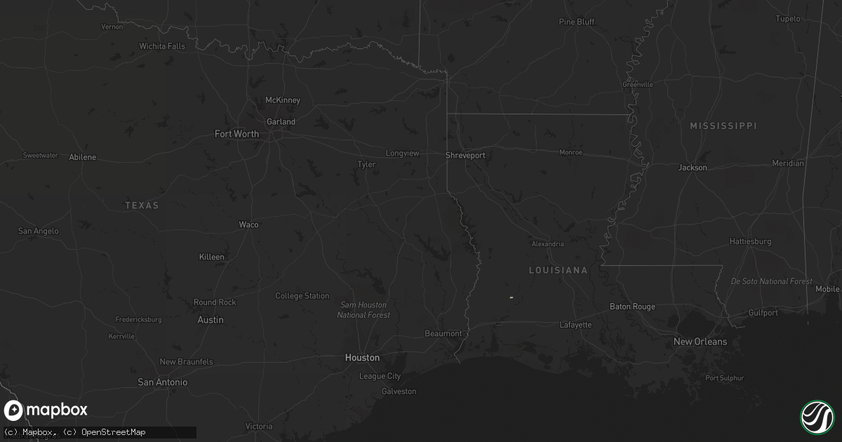 Hail map in Louisiana on August 21, 2016