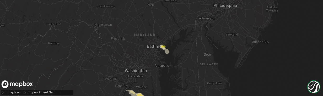 Hail map in Dundalk, MD on August 21, 2017