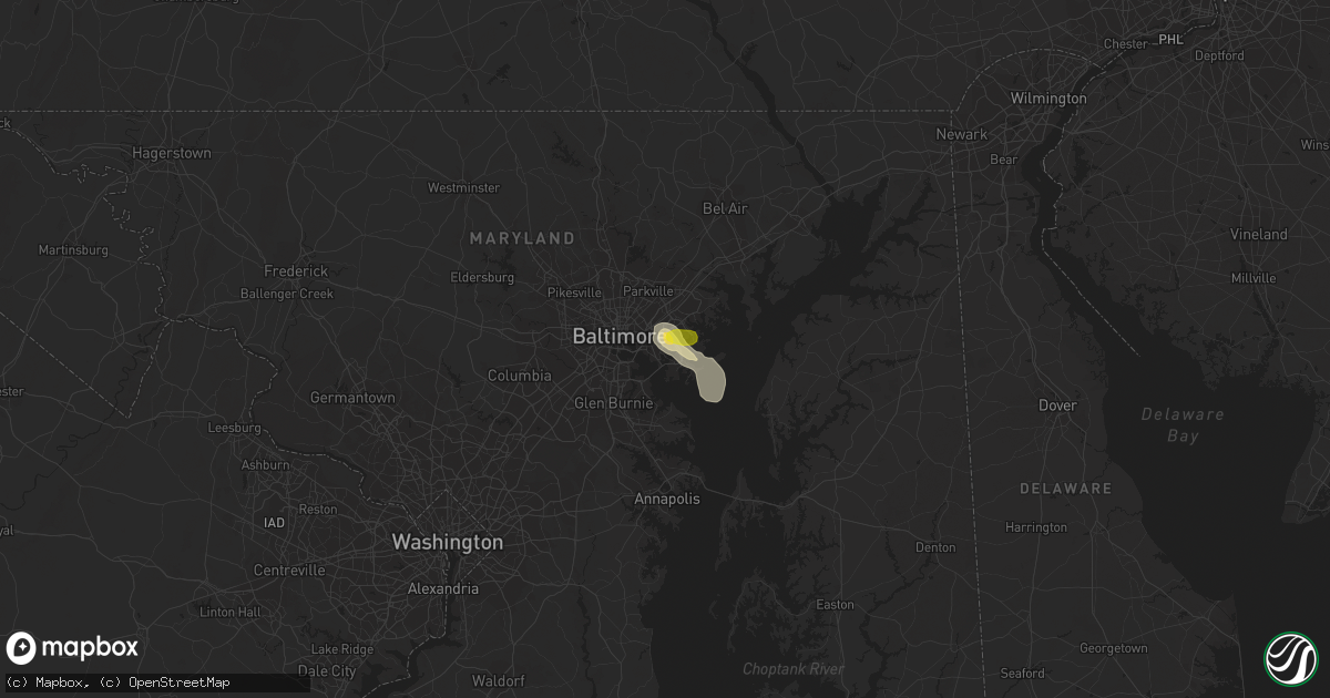Hail map in Dundalk, MD on August 21, 2017