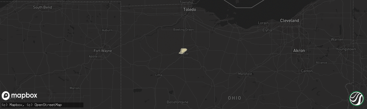 Hail map in Findlay, OH on August 21, 2017