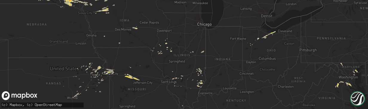 Hail map in Illinois on August 21, 2017